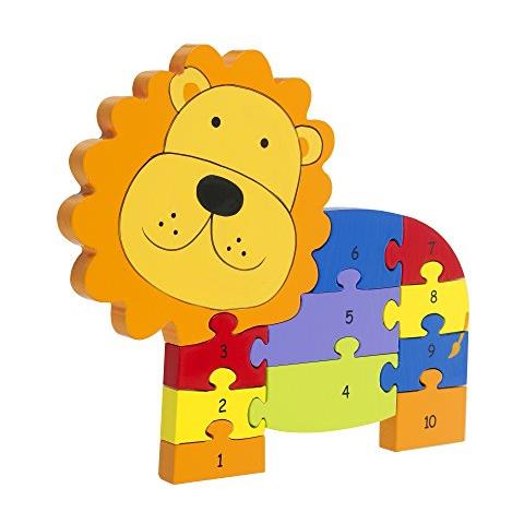 Puzzle Con Numeri Del Leone - Giocattolo Educativo Per Bambini Da 1 A 3 Anni Per Imparare Ed Esercitarsi A Contare Con Grandi Pezzi Di Legno - Foto 1