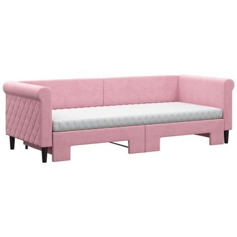Divano Letto Estraibile Con Materassi Rosa 80x200 Cm Velluto - Foto 9