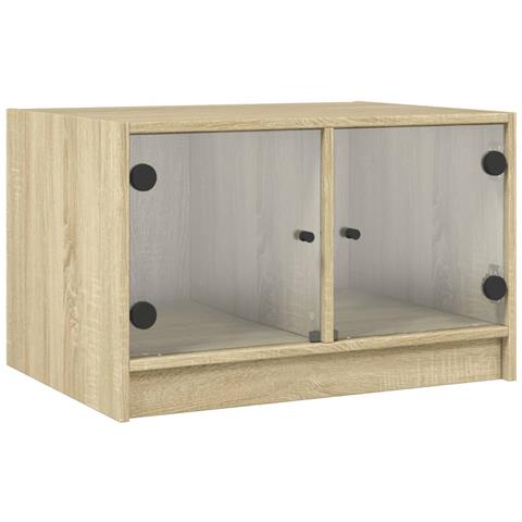 Tavolino Da Salotto Con Ante In Vetro Rovere Sonoma 68x50x42 Cm - Foto 2