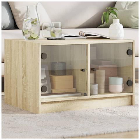 Tavolino Da Salotto Con Ante In Vetro Rovere Sonoma 68x50x42 Cm - Foto 1