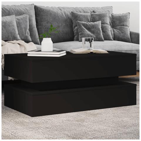 Tavolino Da Soggiorno Con Luci Led Nero 90x50x40 Cm - Foto 1