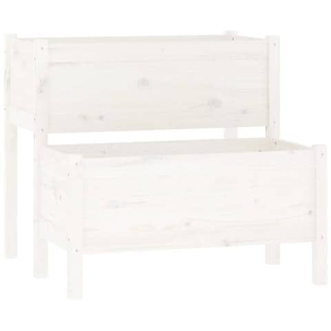 Fioriera Bianca 84,5x84x75 Cm In Legno Massello Di Pino - Foto 2