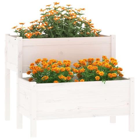 Fioriera Bianca 84,5x84x75 Cm In Legno Massello Di Pino - Foto 3