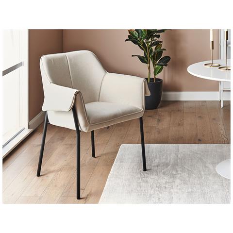 Beliani Poltrona Tessuto Crema Arla