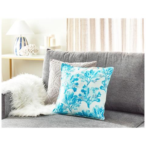 Cuscino Decorativo Rockweed Cotone 45 X 45 Cm Floreale Stampa A Blocchi Ricamato Bianco - Foto 1