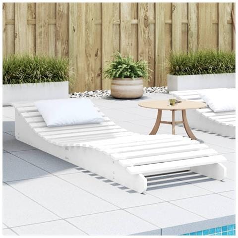 Lettino Prendisole Bianco 205x60x31,5 cm in Legno Massello Pino - Foto 1