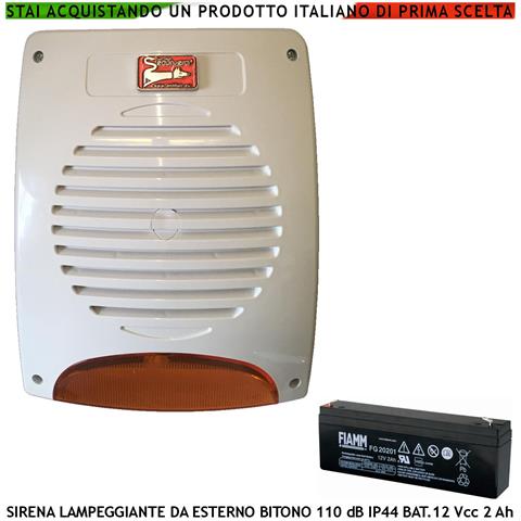 Sirena Lampeggiante A Led Da Esterno Tromba Magnetodinamica Melodia Bitonale 110 Db Batteria Fiamm 12 V 2 Ah Assorbime - Foto 1