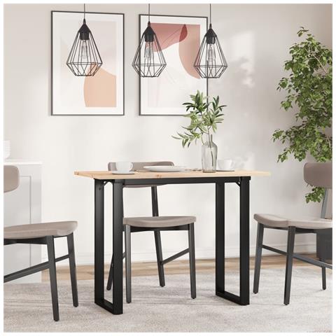 Tavolo Da Pranzo Telaio A O 100x50x75 Cm Massello Pino E Ghisa - Foto 3
