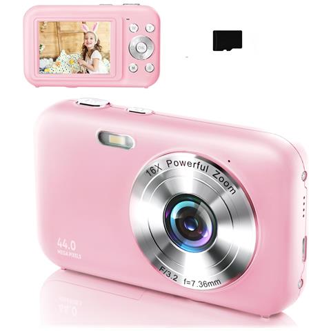 Fotocamera Digitale 1080p 44mp Zoom 16x Schermo Da 2,4 Pollici, Scheda Da 32 Gb Pink - Foto 1