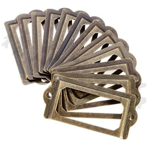 Etichette In Metallo Con Porta Etichette Per Cassetti Porta Etichette Da 12 Pezzi Bronze - Foto 2