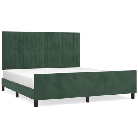 Giroletto Senza Materasso Verde Scuro 160x200 Cm In Velluto - Foto 2