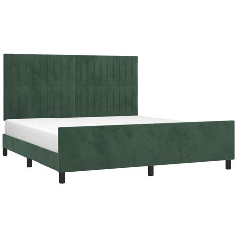 Giroletto Senza Materasso Verde Scuro 160x200 Cm In Velluto - Foto 3