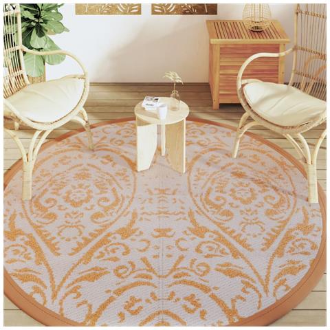 Tappeto Da Esterni Arancione E Bianco 200 Cm In Pp - Foto 3