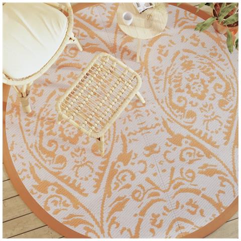 Tappeto Da Esterni Arancione E Bianco 200 Cm In Pp - Foto 1