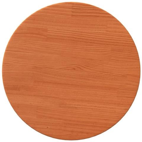 Piano Tavolo Rotondo Marrone Cera 40x2,5cm Legno Massello Pino - Foto 2
