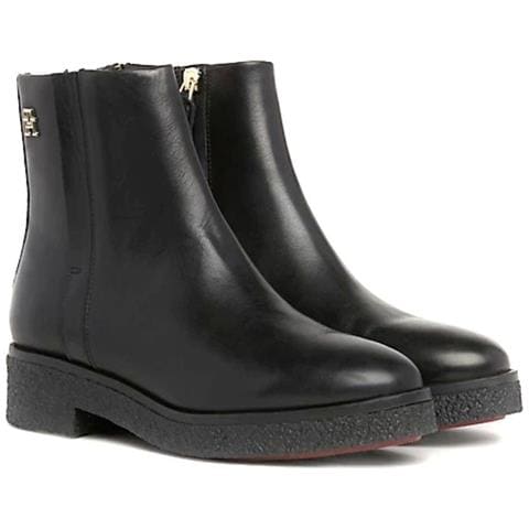 Crepe Look Ankle Boot Stivaletti Pelle Scarpe Donna Nero Eu 40, Fw0fw07437 Bds - Foto 1