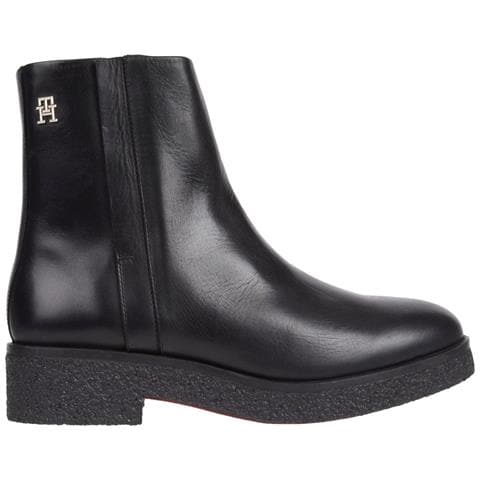 Crepe Look Ankle Boot Stivaletti Pelle Scarpe Donna Nero Eu 40, Fw0fw07437 Bds - Foto 2