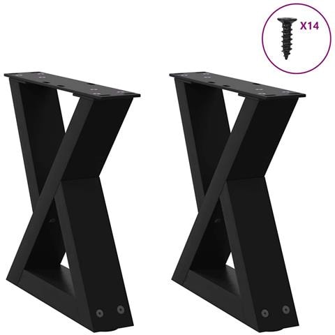Gambe Per Tavolino 2 Pz Nero 40x(30-31,3) Cm In Acciaio - Foto 1