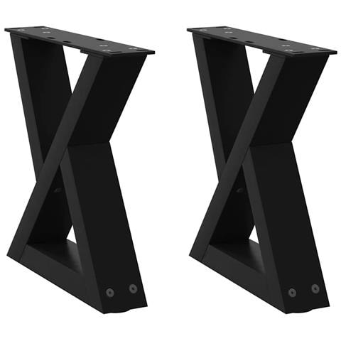 Gambe Per Tavolino 2 Pz Nero 40x(30-31,3) Cm In Acciaio - Foto 2