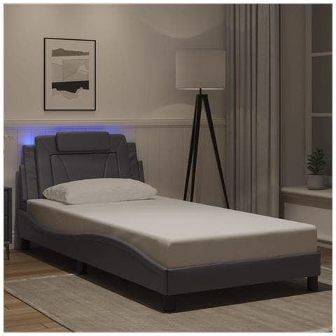 Lusso Casadino - Giroletto Viana Con Led Senza Materasso Grigio 100x200 Cm - Foto 8