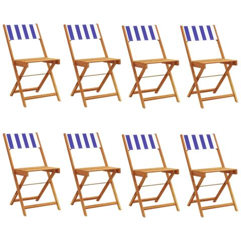 Sedie Da Giardino Pieghevoli 8pz Blu E Bianco Tessuto E Legno - Foto 1
