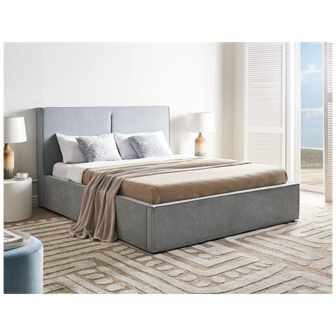 Letto Contenitore Ciniglia Moissac 160 X 200 Cm Azzurro - Foto 1