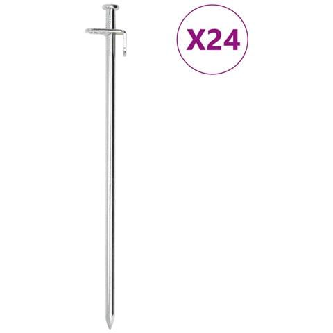 Picchetti per Tenda 24 pz 30 cm 8 mm in Acciaio Zincato - Foto 1