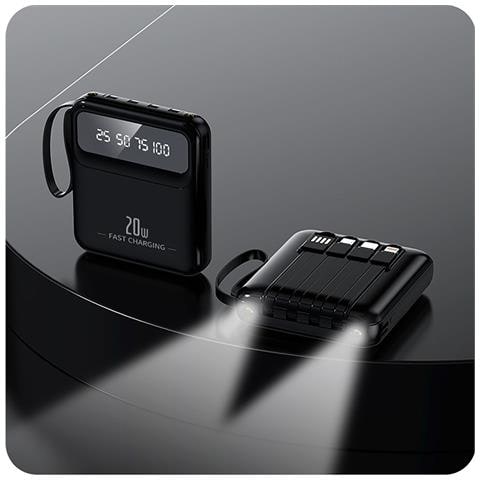 Powerbank 10000mah 20w Con Display Led / Torcia / Cavi Compatti - Foto 2