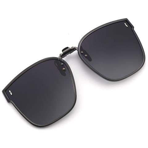 Occhiali Da Sole Clip-on Con Lenti Grigie Sfumate E Montatura Grigia Con Custodia - Foto 3