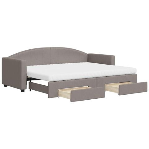 Divano Letto Estraibile con Cassetti Tortora 80x200 cm Tessuto - Foto 1