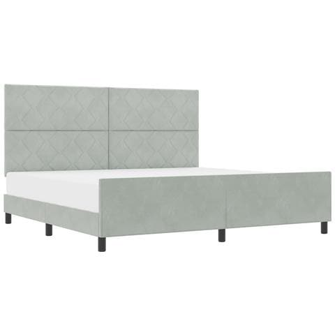 Letto Grigio Chiaro 200x200 cm Velluto - Foto 1