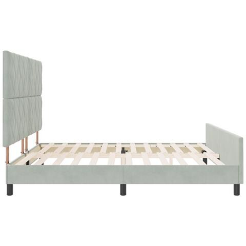 Letto Grigio Chiaro 200x200 cm Velluto - Foto 9