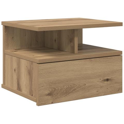 Comodino Flottante Rovere Artigianale 40x31x27 cm Legno Composto - Foto 1