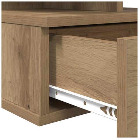 Comodino Flottante Rovere Artigianale 40x31x27 cm Legno Composto - Foto 9