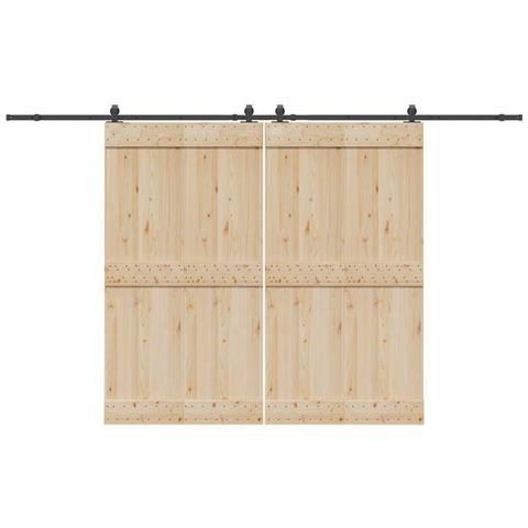 Kit di Binari per Porte Scorrevoli 366 cm Acciaio Nero - Foto 2