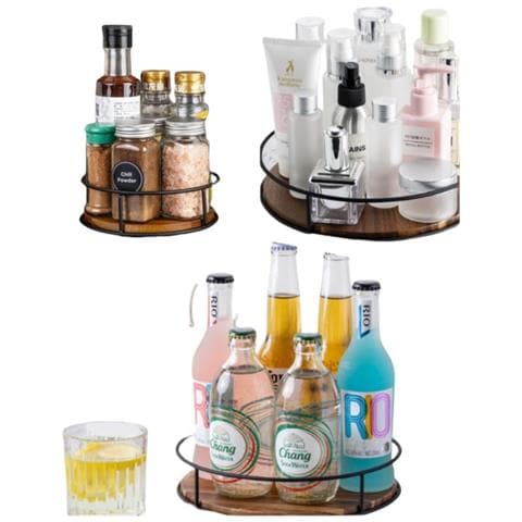 Vassoio Girevole Da Tavolo In Legno Massello: Organizzazione A 360° Per Cucina E Altro 6 Pollici - Foto 5