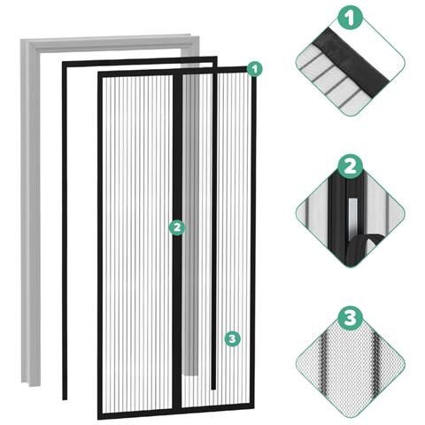 Zanzariera Magnetica Per Porta Senza Trapano Anti Insetti 90 X 210 Cm - Foto 2