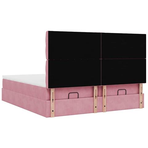 Struttura Letto Pouf con Materassi Rosa 200x200 cm Velluto - Foto 9