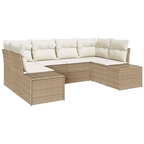 Set Divano da Giardino 6 pcs beige e panna 234 x 154 x 85 cm - Foto 1