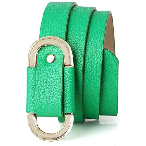 Cintura Da Donna Regolabile Senza Fibbia In Pelle Pu Per Abiti Green - Foto 1