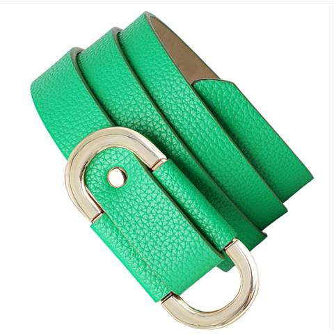 Cintura Da Donna Regolabile Senza Fibbia In Pelle Pu Per Abiti Green - Foto 2
