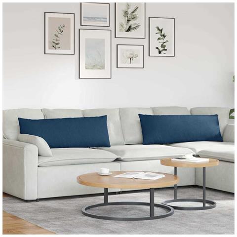 Cuscini da Divano 2 pcs Blu 120 x 40 cm Tessuto - Foto 2