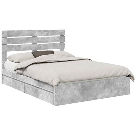 Letto con Contenitore con testiera Grigio cemento 150 x 200 cm - Foto 1