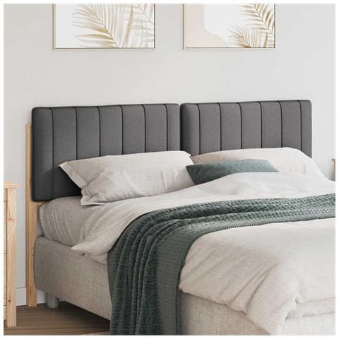 Testiera imbottita Marrone e grigio scuro 160 cm Pino massello - Foto 2