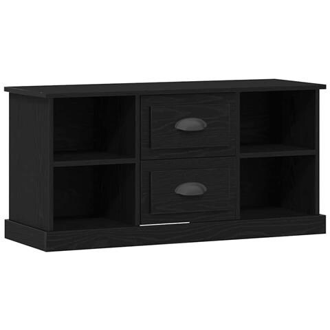 Mobile TV Rovere Nero 99,5 x 35,5 x 48 cm Legno multistrato - Foto 1