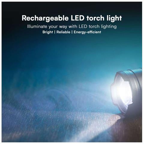 Torcia LED 10W con Batteria Ricaricabile USB C 100LM /W IP54, colore Nero - Foto 2