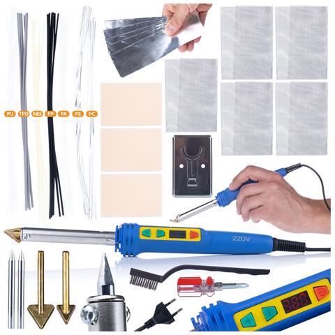 Lutatrice Per Plastica Blue Kong 120w Rbk120w - Regolazione Temperatura 200-600°c | Set Completo Con Accessori E Materiali Plastici - Foto 1