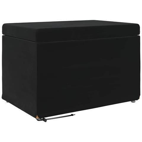 Pouf Nero 61 x 41 x 40 cm Velluto e Legno Ingegnerizzato - Foto 1