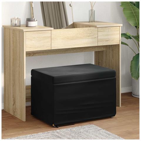 Pouf Nero 61 x 41 x 40 cm Velluto e Legno Ingegnerizzato - Foto 2