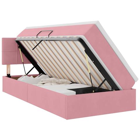 Letto con Contenitore con materasso Rosa 90 x 200 cm Velluto - Foto 1